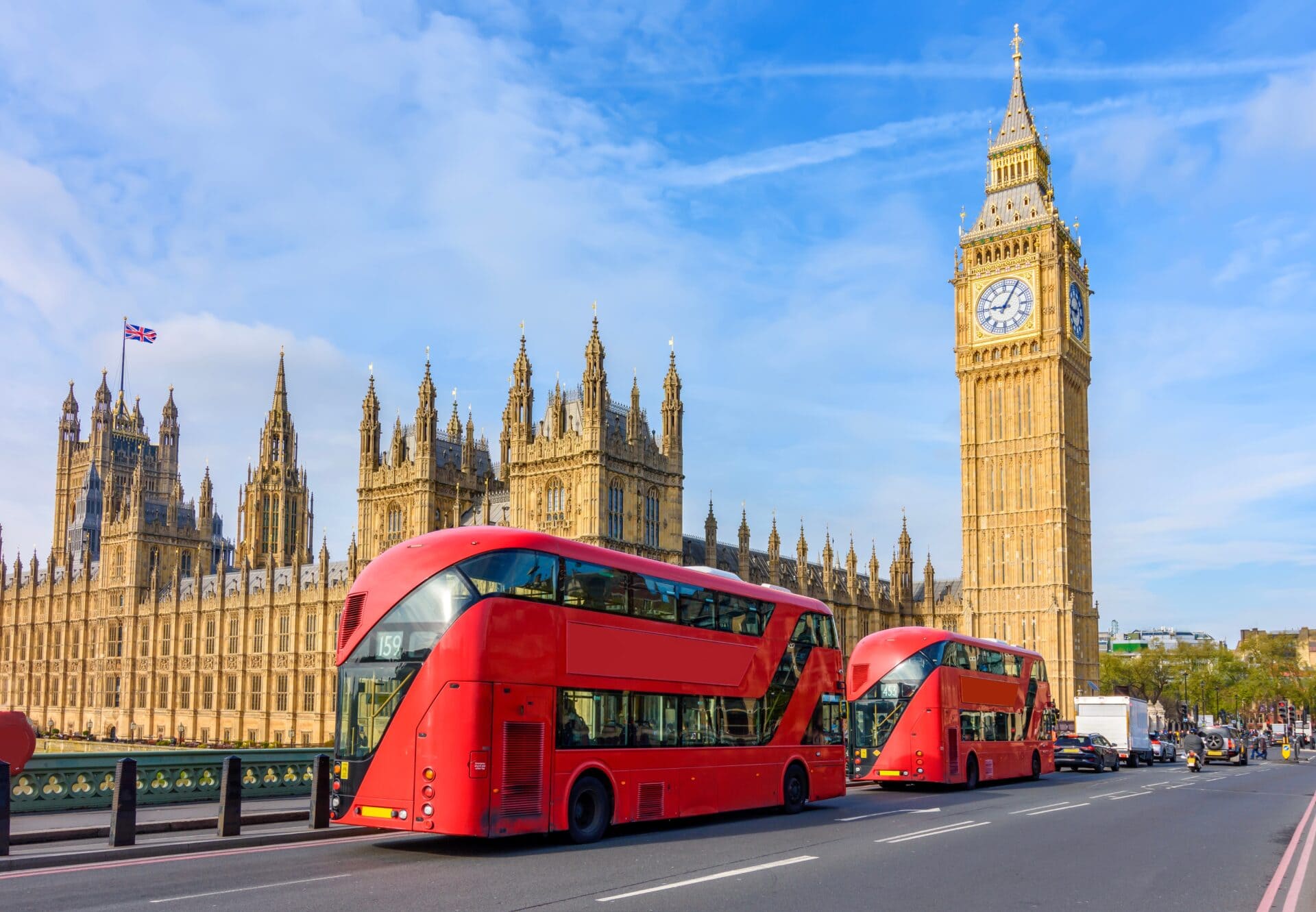 Private Tours from London: Unforgettable Chauffeur-Driven Experiences Across Britain 1 Houses,Of,Parliament,With,Big,Ben,And,Double decker,Buses,On