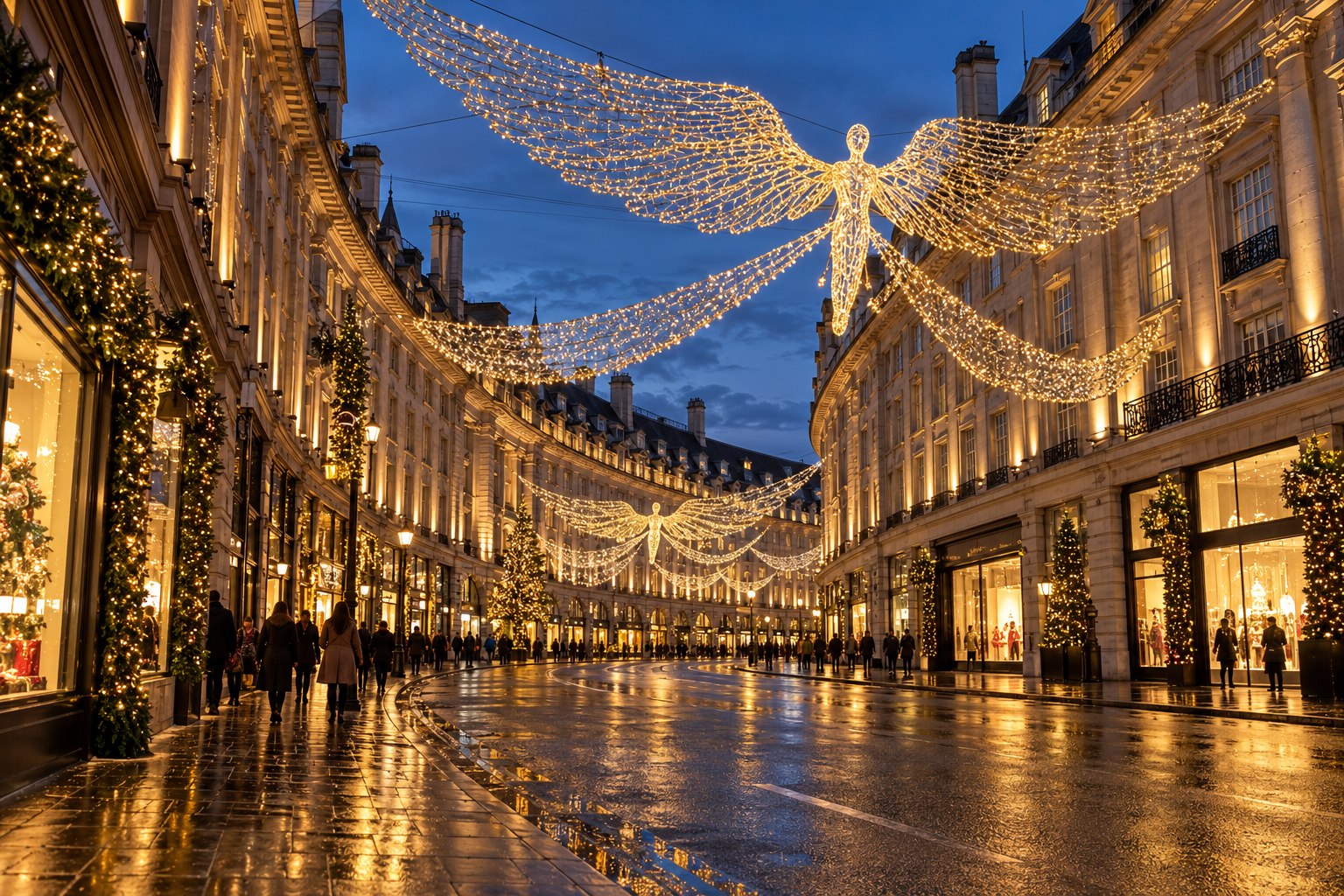 AI illustration of Regent Street Christmas lights